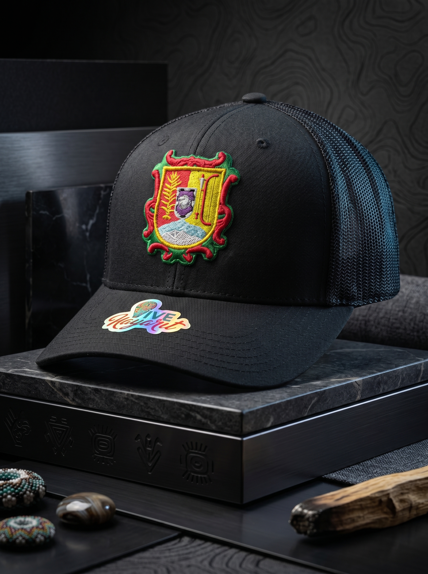 Gorra Trucker negra Edición Heritage escudo de Nayarit en bordado 3D